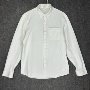 Lululemon Shirt Mens M White Solid Long Sleeve Commission Pocket Stretch